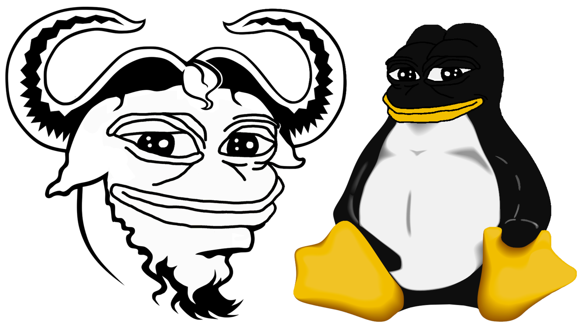 Free Software Foundation and Linux Tux Rare Pepes