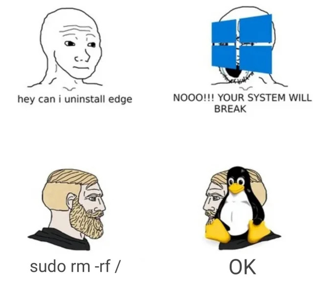 Running 'rm -rf' command Meme